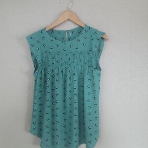 Green Sleeveless Blouse with Pattern ( Bag G )